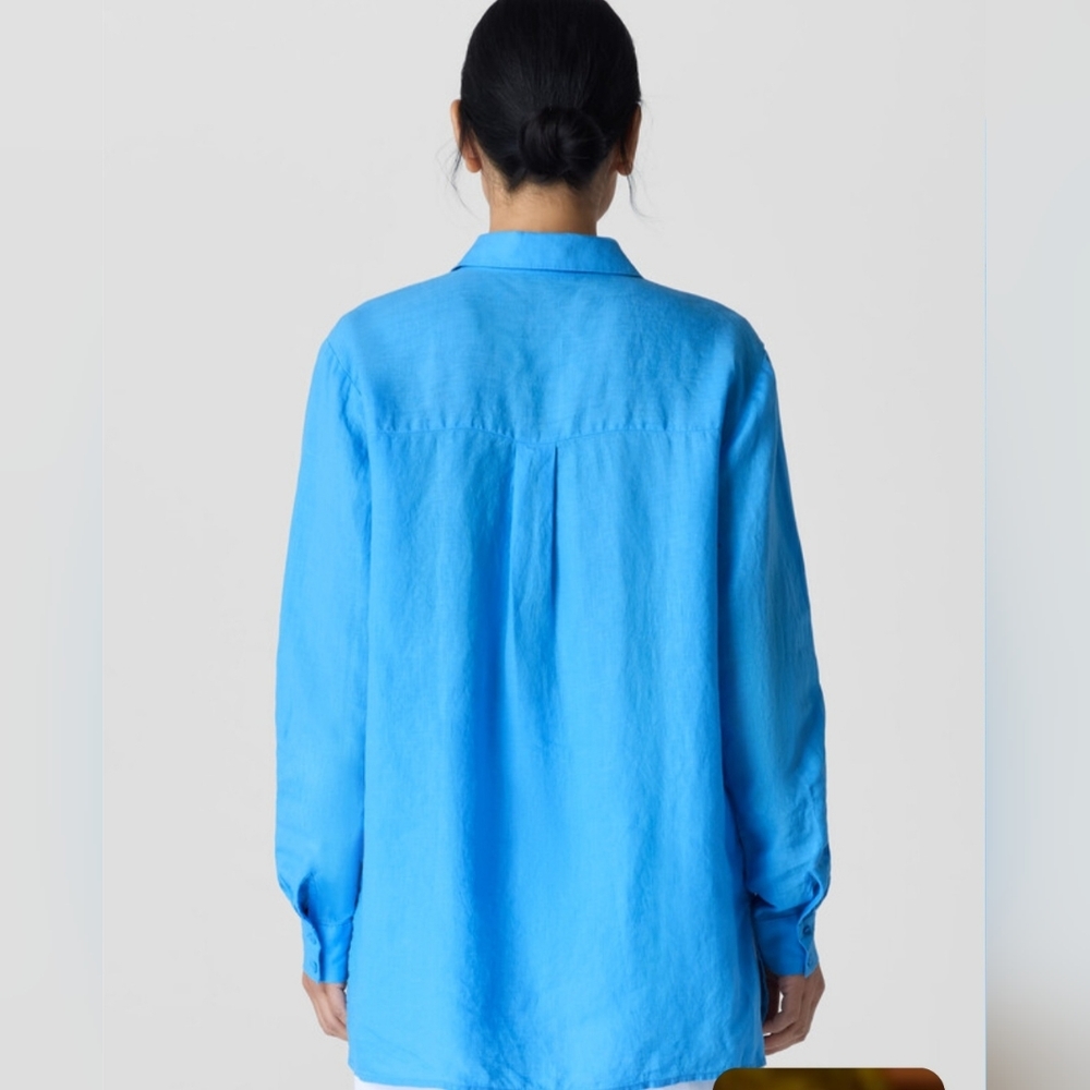 Eileen Fisher Organic Handkerchief Linen Classic Collar ShirtEasy Fit, - Picture 4 of 7